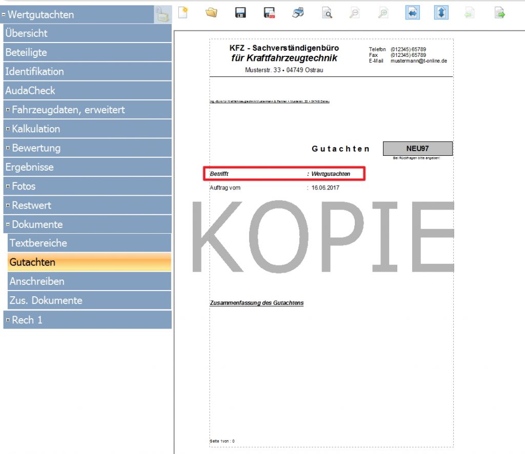 Ansicht Gutachten