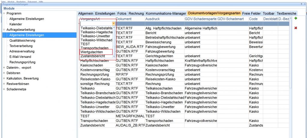 Erklärung Maske Vorgangsarten